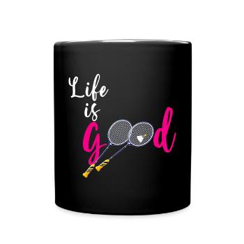 Badminton Damen Sport Geschenk - Tasse einfarbig - Schwarz - Vorne
