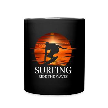 Surfing Ride the waves - Tasse einfarbig - Schwarz - Vorne