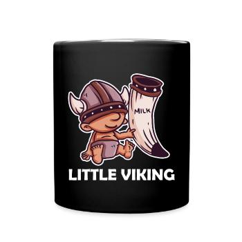 Wikinger Kinder Little Viking Nordisch Vater Sohn - Tasse einfarbig - Schwarz - Vorne
