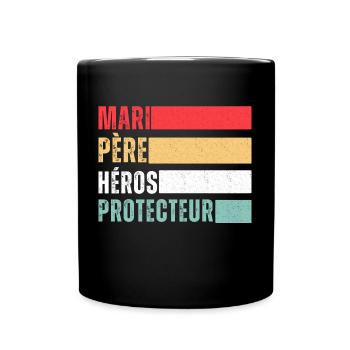 Mari père héros protecteur cadeau fête des pères - Mug uni - noir - Devant