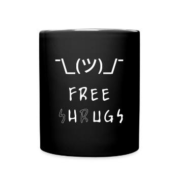 Free Shrugs Free Hugs parodie drôle Shrugface - Mug uni - noir - Devant
