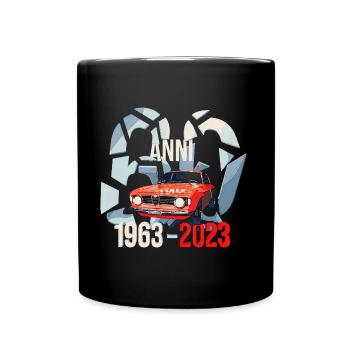 Bertone 60 Anni Illustration im klassischen Rosso - Tasse einfarbig - Schwarz - Vorne