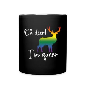Pride Month LGBTQ - Oh Deer I'm Queer! - Full Colour Mug - black - Front