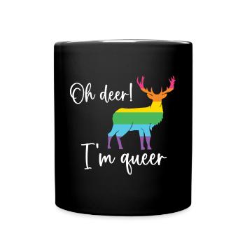 Pride Month LGBTQ - Oh Deer I'm Queer! - Full Colour Mug - black - Front