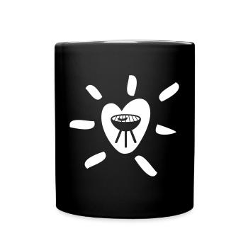 Herz Grill Sonne Sonnenstrahlen Camping Comic Fan - Tasse einfarbig - Schwarz - Vorne