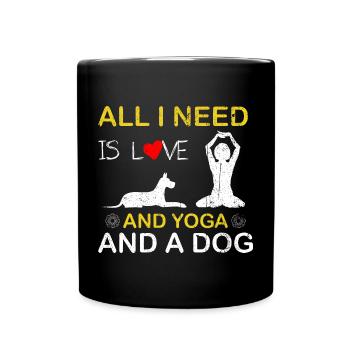 Love Yoga and a Dog Tee - Full Colour Mug - black - Front