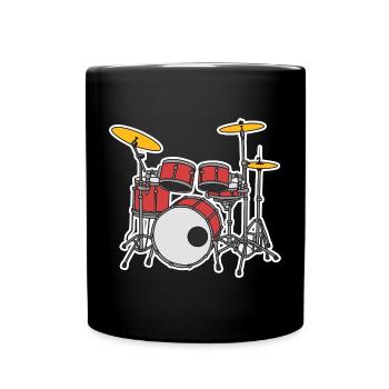 Vintage Drums Drawing - Full Colour Mug - black - Front