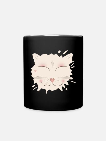 Katzen Fleck für alle Katzenfreunde zum Katzentag - Tasse einfarbig - Schwarz