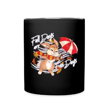Fall Days are Fun Days - Niedlicher Hase im Herbst - Tasse einfarbig - Schwarz - Vorne