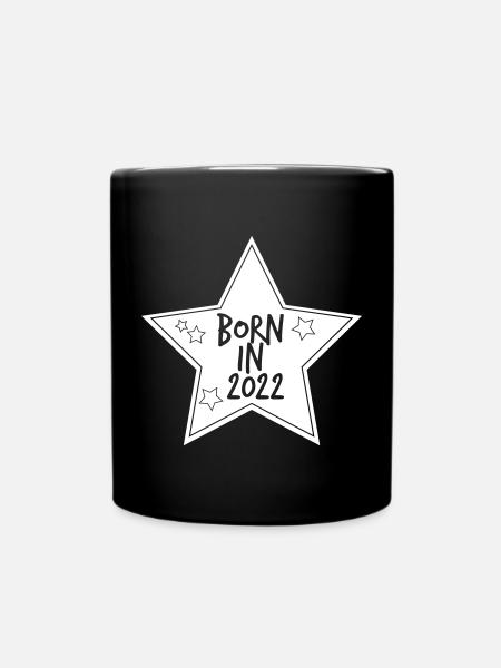 Born in 2022 star - Full Colour Mug - black