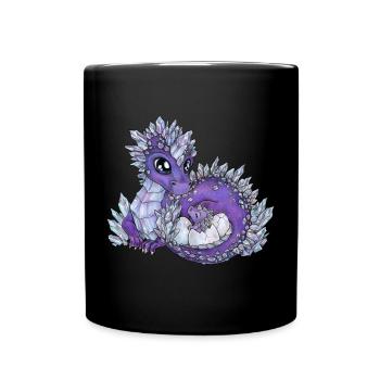 Niedliche Drachenmama mit Baby Drache Geschenkidee - Tasse einfarbig - Schwarz - Vorne