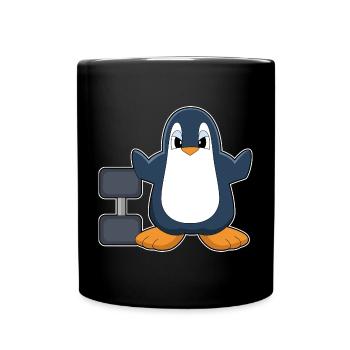 Pinguin Bodybuilder Hantel Bodybuilding - Tasse einfarbig - Schwarz - Vorne