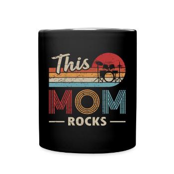 Cette maman rock drums batteur de la fête des mères - Mug uni - noir - Devant