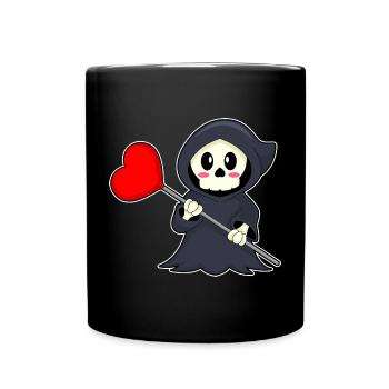Sensemann Halloween Herz - Tasse einfarbig - Schwarz - Vorne