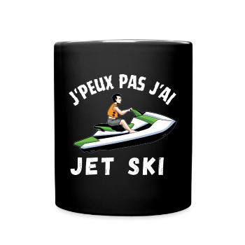 Je peux pas j ai jet ski cadeau humoristique drôle - Mug uni - noir - Devant
