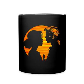 Lovers silhouette in front of the sun - DIGITAL - Full Colour Mug - black - Front