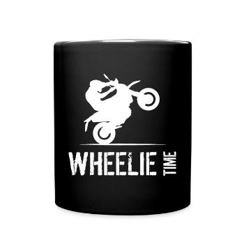 Motorcycle Biker Symbol Wheelie Time Illustration - Full Colour Mug - black - Front