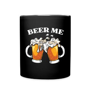 beer, drinking beer - Full Colour Mug - black - Front