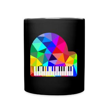 Bunte Regenbogen Klavier Polygon Pianist Rainbow - Tasse einfarbig - Schwarz - Vorne