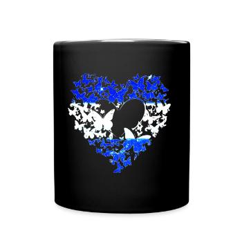 Heart, Butterflies, I stand with Israel, Flag - Full Colour Mug - black - Front
