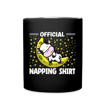 Sleeping Sloth Lover Cute Cow Napping - Full Colour Mug - black - Front