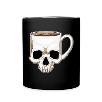 Totenkopf Kaffee Becher - Tasse einfarbig - Schwarz - Vorne