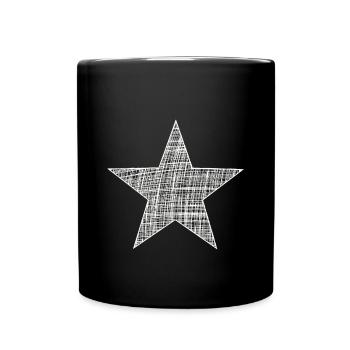 weißer Stern, white star - Tasse einfarbig - Schwarz - Vorne