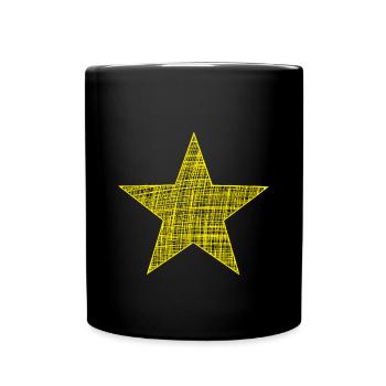 gelber Stern, yellow star - Tasse einfarbig - Schwarz - Vorne