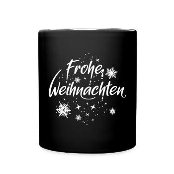 frohe weihnachten Schnee Schneekristalle Symbol - Tasse einfarbig - Schwarz - Vorne