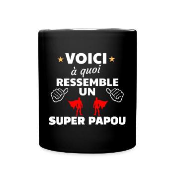 Héros Super Papou Thème Empowerment - Mug uni - noir - Devant