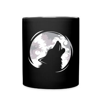 Wolf Wölfe jaulen Mond Abend Dunkel Tiere Natur - Tasse einfarbig - Schwarz - Vorne