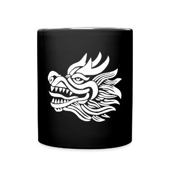 Chinesischer Drachenkopf (Weiß) - Tasse einfarbig - Schwarz - Vorne