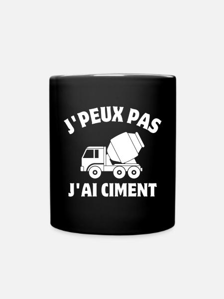 ciment, engin de chantier, chantier - Mug uni - noir
