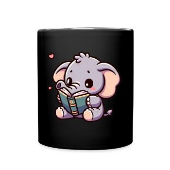 Elephant Reading Story-time Elephant Onesie - Full Colour Mug - black - Front