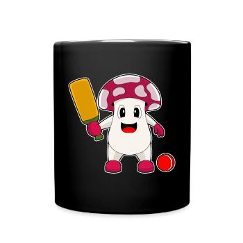 Mushroom Cricket Cricket Bat - Full Colour Mug - black - Front