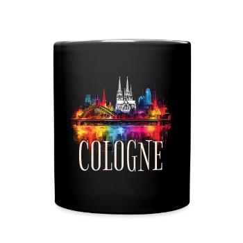 Cologne Skyline Cathédrale de Cologne Allemagne Ville Coloré - Mug uni - noir - Devant
