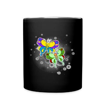 Deux papillons avec nuage de pixels - Mug uni - noir - Devant