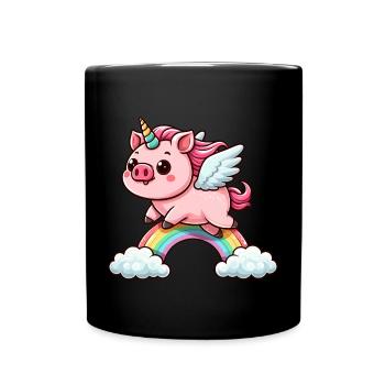 Pig Unicorn Piggycorn Funny Animals - Full Colour Mug - black - Front