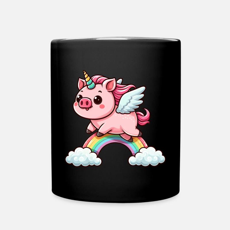 Schwein Einhorn Schweinchen Lustige Tiere - Tasse einfarbig - Schwarz