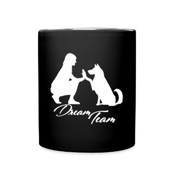 Dream Team Hund weiß - Tasse einfarbig - Schwarz - Vorne