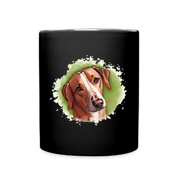 Hund SAVEBRACKE Jagdhund grün Aquarell Design  - Tasse einfarbig - Schwarz - Vorne