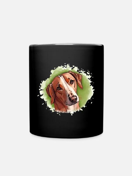 Hund SAVEBRACKE Jagdhund grün Aquarell Design - Tasse einfarbig - Schwarz