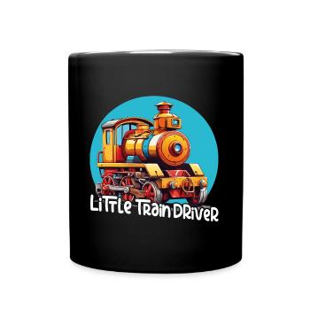 Petit conducteur de train drôle coloré locomotive - Mug uni - noir - Devant