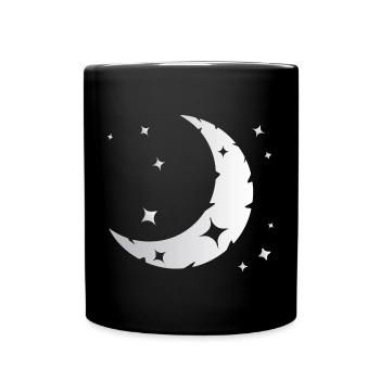 Mond und Sterne - Tasse einfarbig - Schwarz - Vorne