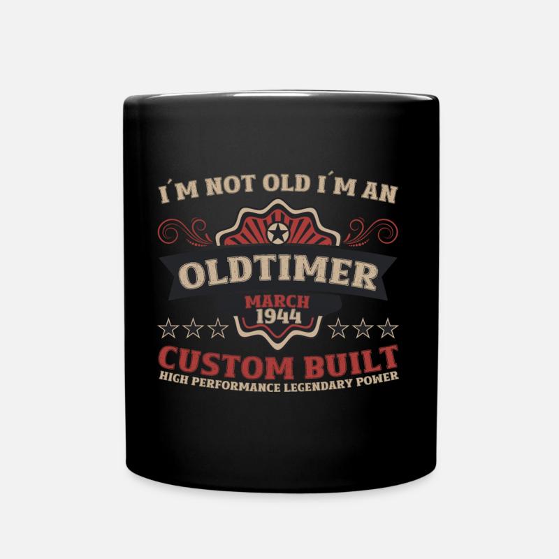 80. Geburtstag März Jahrgang 1944 Oldtimer - Tasse einfarbig - Schwarz