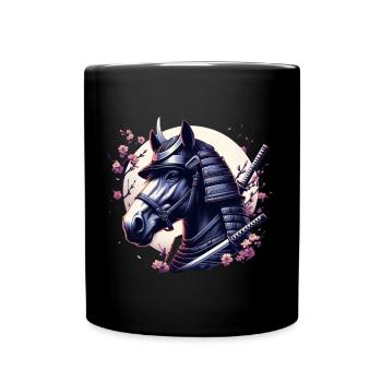 Das Samurai-Pferd - Tasse einfarbig - Schwarz - Vorne