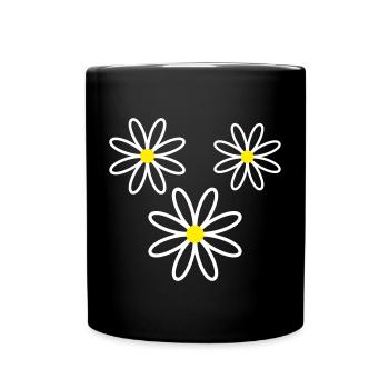 Gänseblümchen Blume - Tasse einfarbig - Schwarz - Vorne