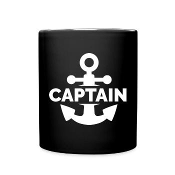 captain anchor icon logo sea sea ship logo - Full Colour Mug - black - Front