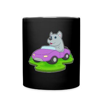 Hund Auto - Tasse einfarbig - Schwarz - Vorne