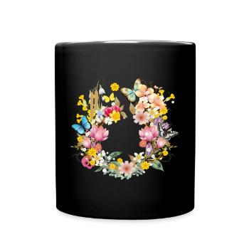 Fleurs et papillons colorés printaniers - Mug uni - noir - Devant